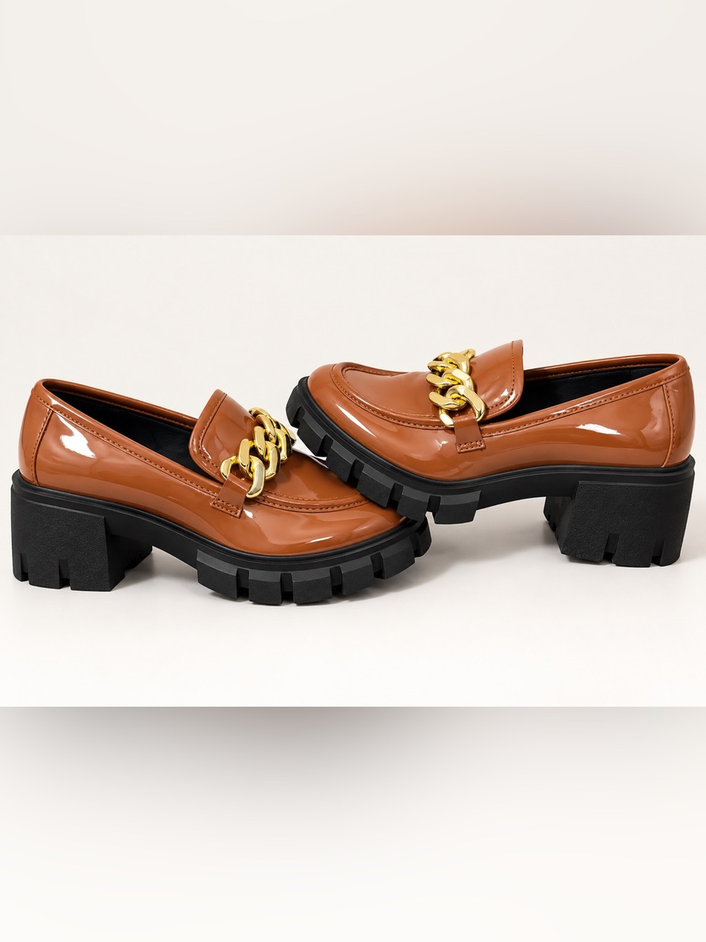Madden Girl Hoxton cognac Patent Loafers SZ 6